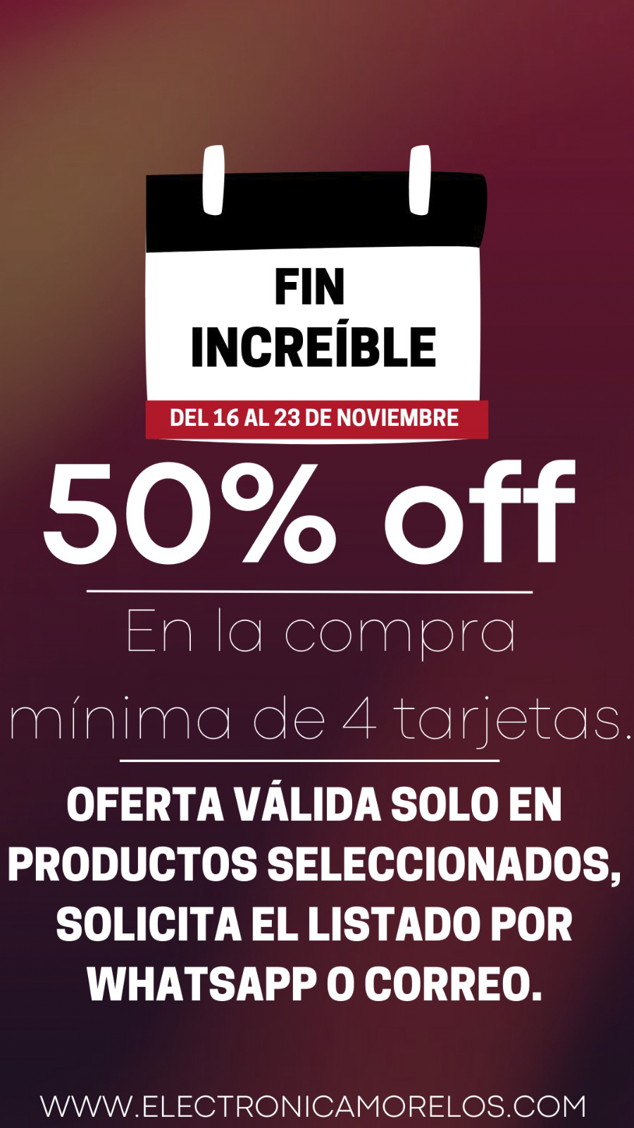 NÚMERO DE PARTE PROMOCIÓN / 50% DE DESCUENTO EN COMPRA MÍNIMA DE 4 TARJETAS EN PRODUCTOS SELECCIONADOS / ENVIÓ GRATIS A PARTIR DE $1200 / PARA MÁS INFORMACIÓN ENTRAR A DESCRIPCIÓN DEL PRODUCTO	